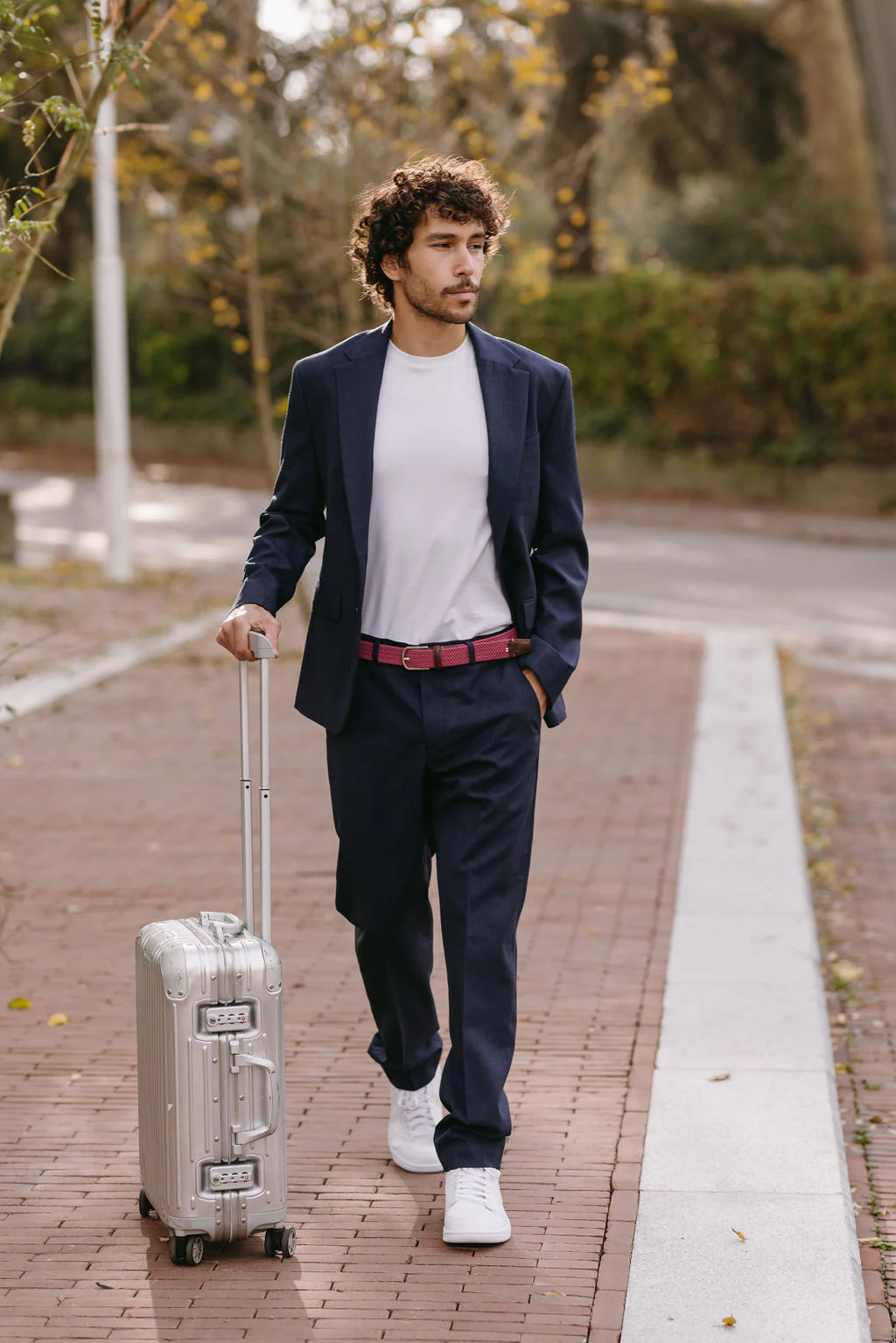 La Boucle Positano MONO Malaga Stretch Gürtel Beerenrot