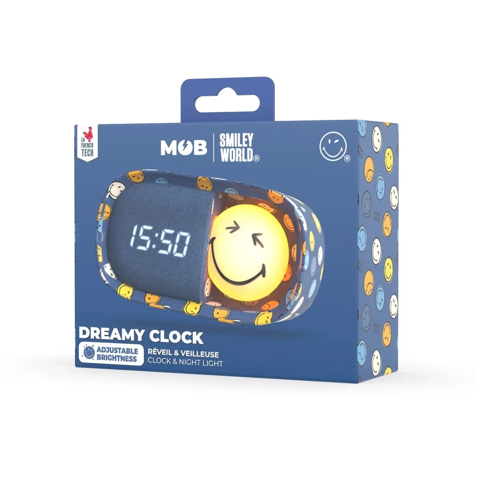 MOB Dreamy Clock Smiley World - Digitaler Wecker & Nachtlicht - Smiley Blau MOB Dreamy Clock Smiley World - Digitaler Wecker & Nachtlicht - Smiley Blau