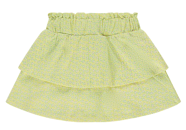 Babyface Stains & Stories Jersey Rock mit Stufen in Sonnengelb mit Neon Pink Blumen Babyface Stains & Stories Jersey Rock mit Stufen in Sonnengelb mit Neon Pink Blumen