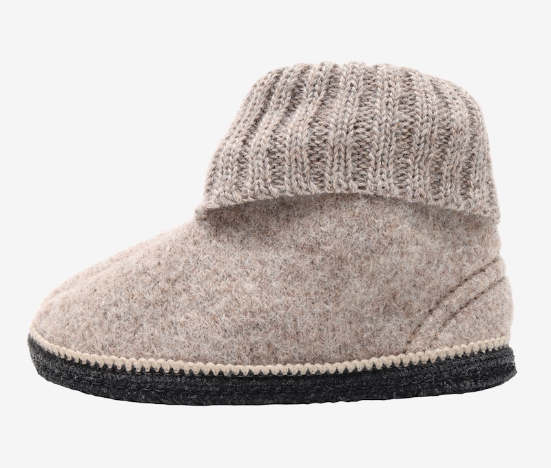 Huttelihut Wolle Hausschuhe - Hüttenschuhe in Camel Melange - Beige Braun