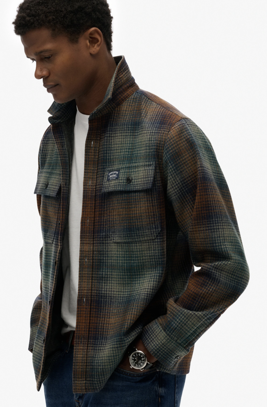 Superdry Herren Overshirt/Hemd Wool Miller in Bronze/Grün