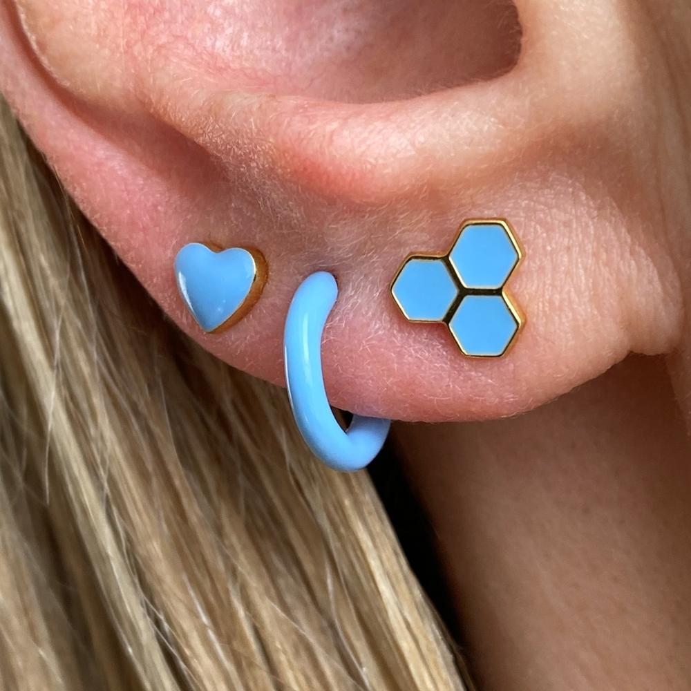 LuLu Love U Stecker Ohrring Emaile Herz in Hellblau - 1 Ohrring