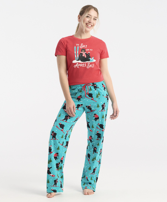 Little Blue House Damen Pyjama T-Shirt in Rot - To Ski or Apres Ski Little Blue House Damen Pyjama T-Shirt in Rot - To Ski or Apres Ski