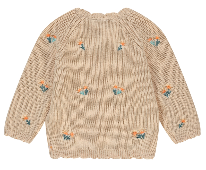Babyface Stains & Stories Cardigan Strickjacke in Creme mit Blumen Stickerei - SALE