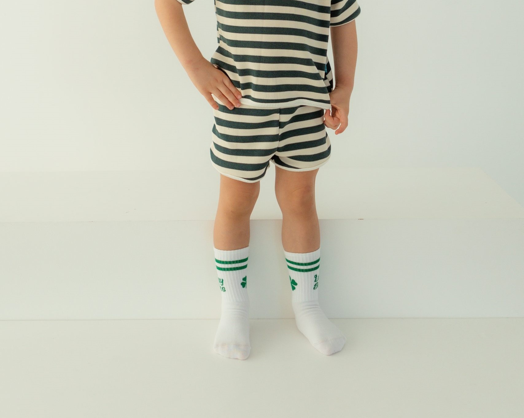 Pegada Kinder Sport Socken in Weiß & Grün - LUCKY 