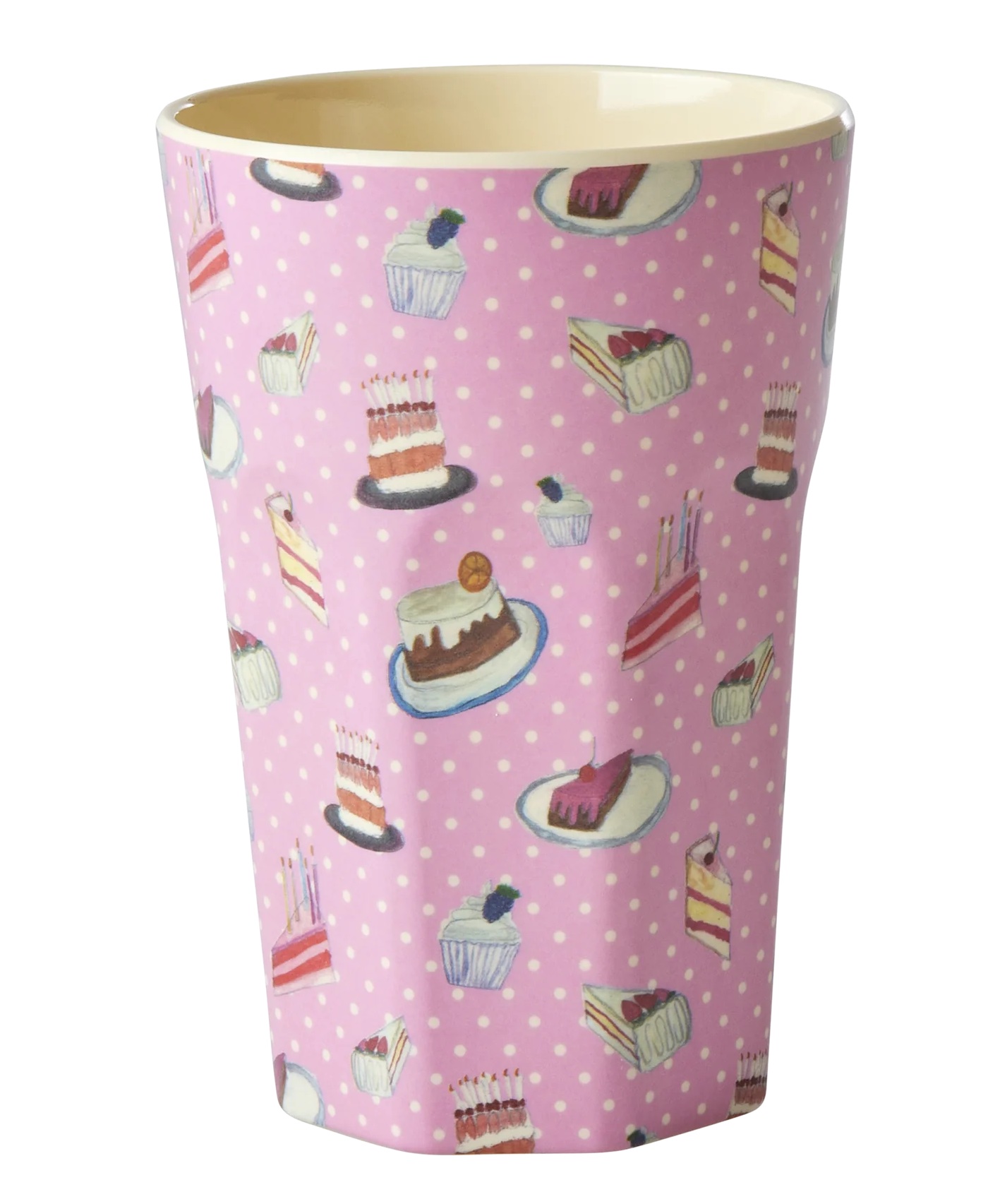 RICE Melamin Tall Becher - Blau - Pink - Sweet Cake Print - Kuchen & Cupcakes