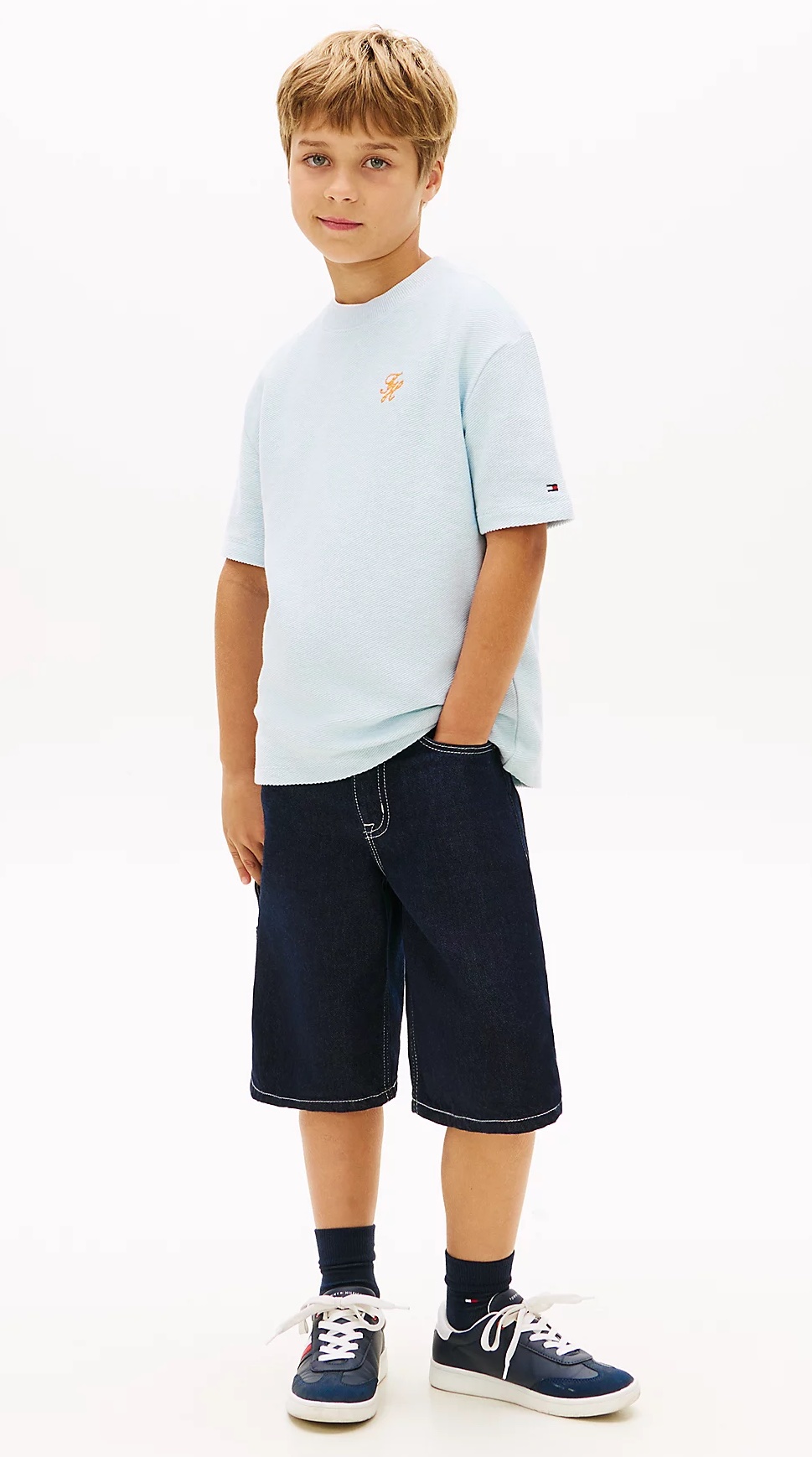 Tommy Hilfiger T-Shirt aus Jersey-Twill in Keepsake Blue mit Logo-Stickerei 