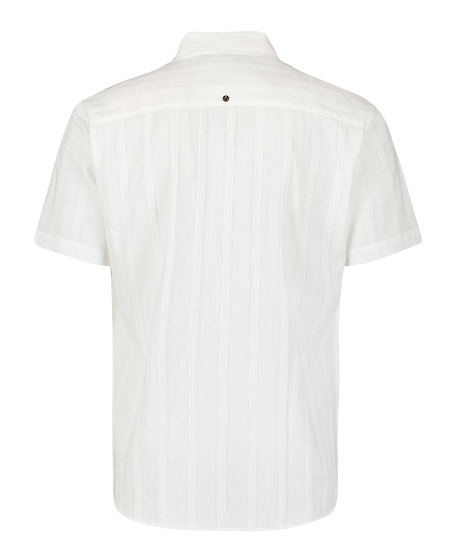 NO EXCESS Dobby Kurzarm Hemd Miami Vertical Stripe Solid Weiß