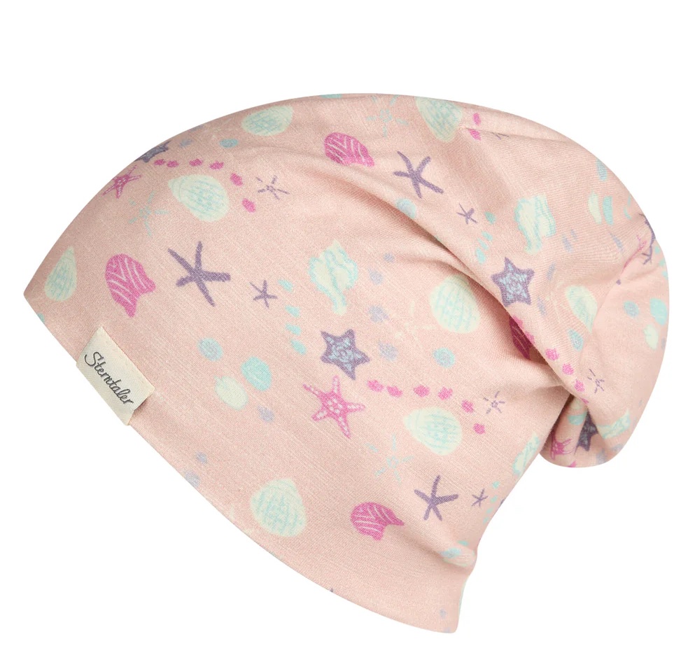 Sterntaler Beanie aus Jersey in Rosa mit Muscheln