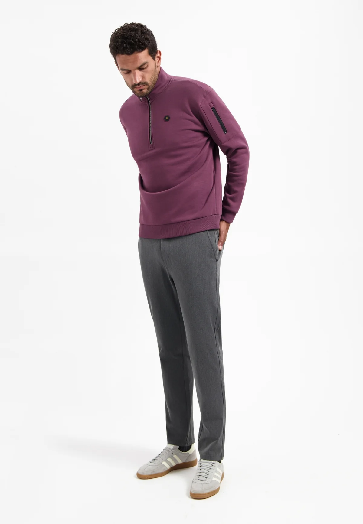No Excess Herren Halfzip Pullover in Weinrot No Excess Herren Halfzip Pullover in Weinrot