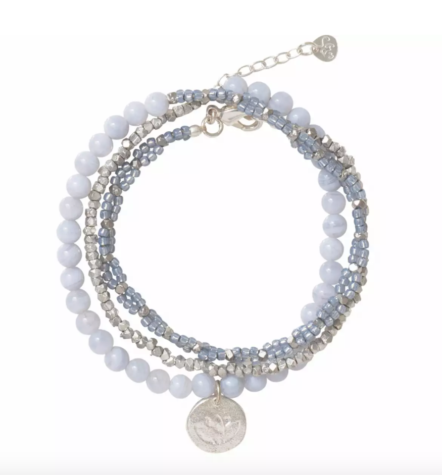 A Beautiful Story Dazzle Blauer Achat Silber Armband