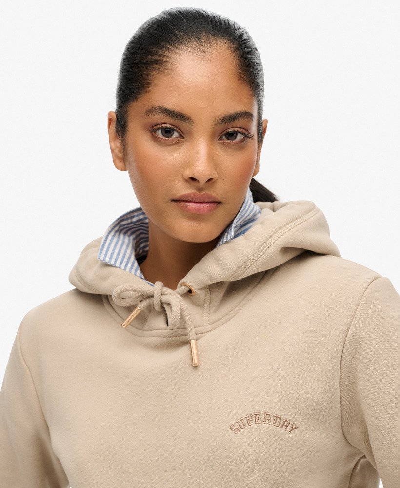 Superdry Country Essential Logo Embroidered Hoodie in Cobblestone Grey Beige