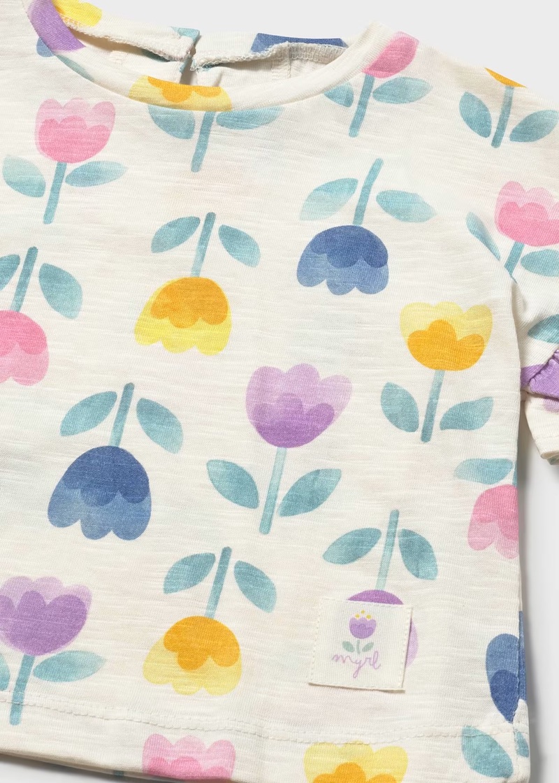 Mayoral Kurzarm T-Shirt Pastell Tulpen Allover Mayoral Kurzarm T-Shirt Pastell Tulpen Allover