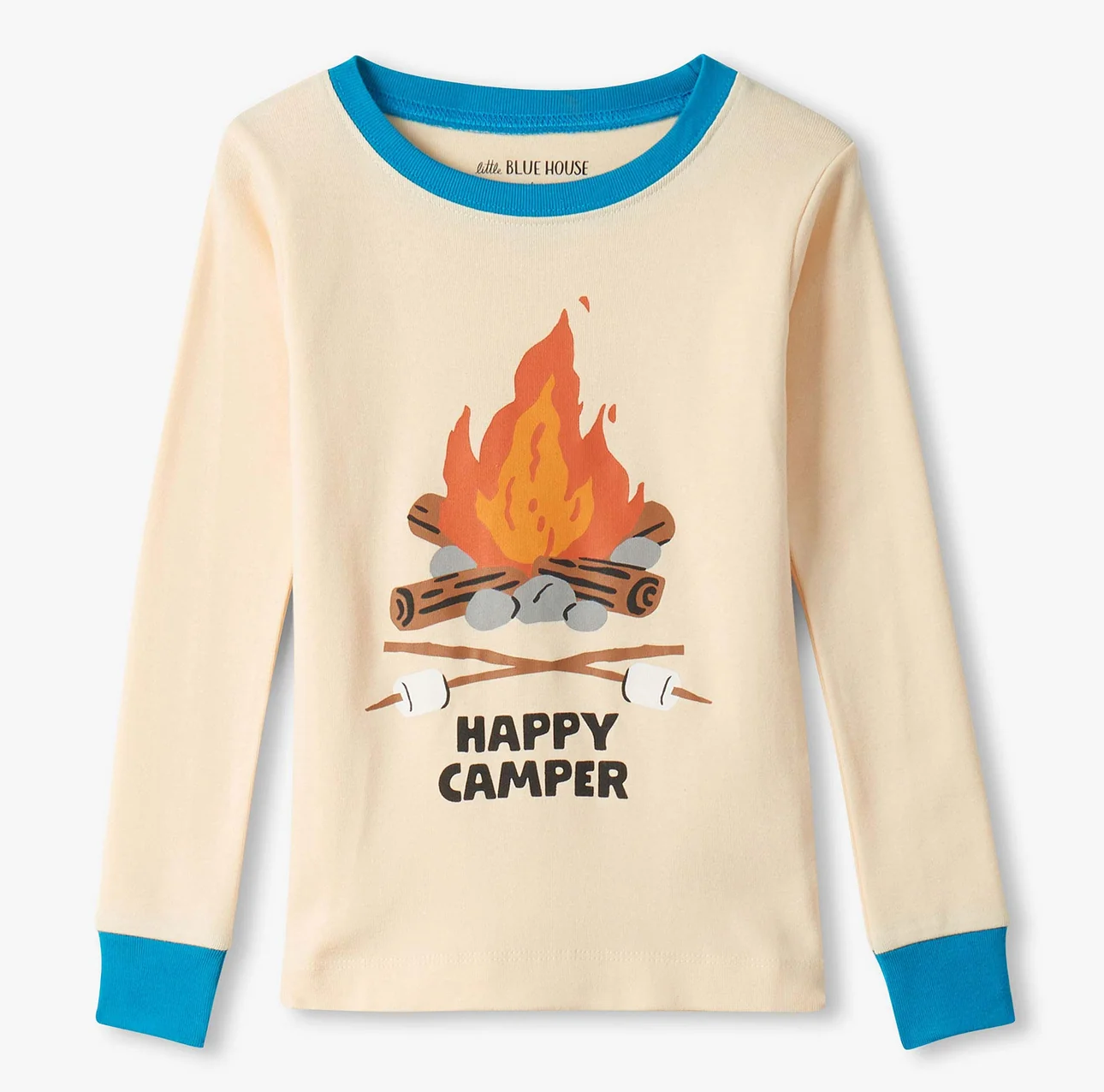 Little Blue House Pyjama in Blau - Retro Camping - Happy Camper