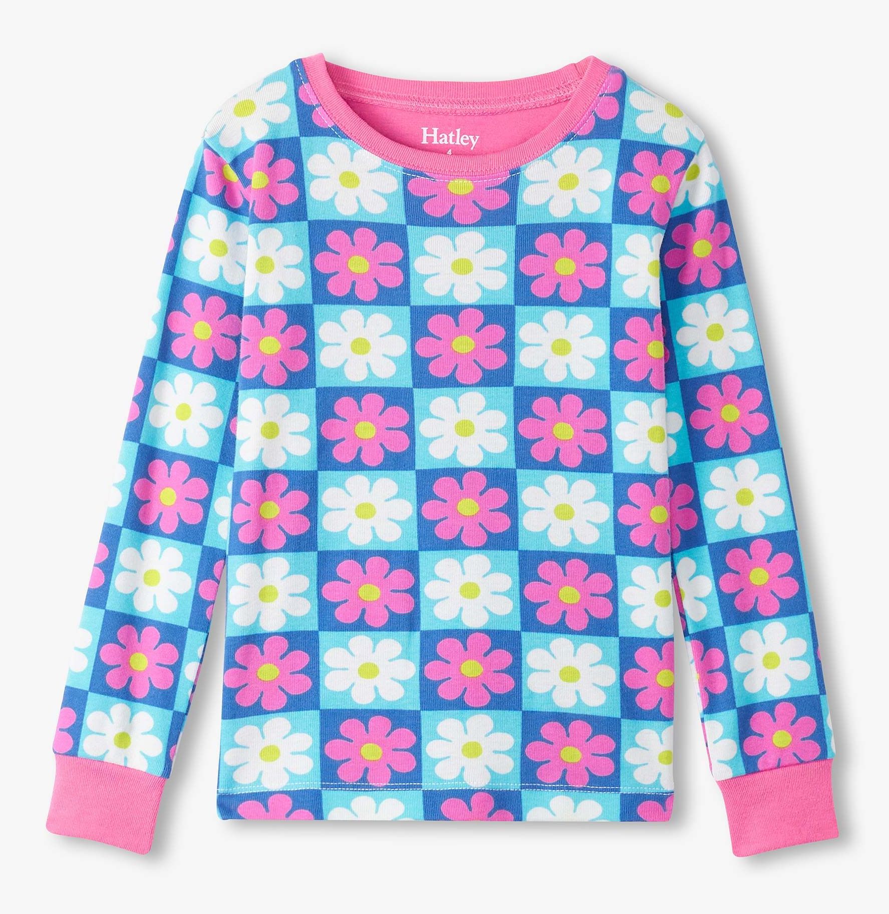Hatley Langarm GOTS Baumwolle Pyjama - Daisy Blumen mit Checks