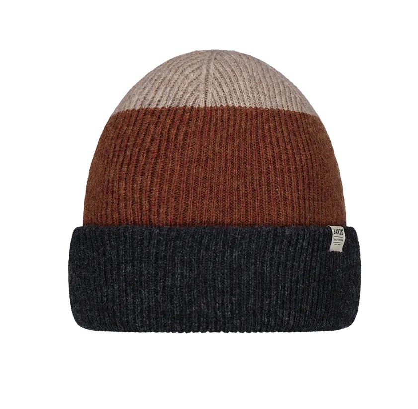 Barts Walner Herrenmütze Marinowolle Beanie in Charcoal Rust & Beige Barts Walner Herrenmütze Marinowolle Beanie in Charcoal Rust & Beige