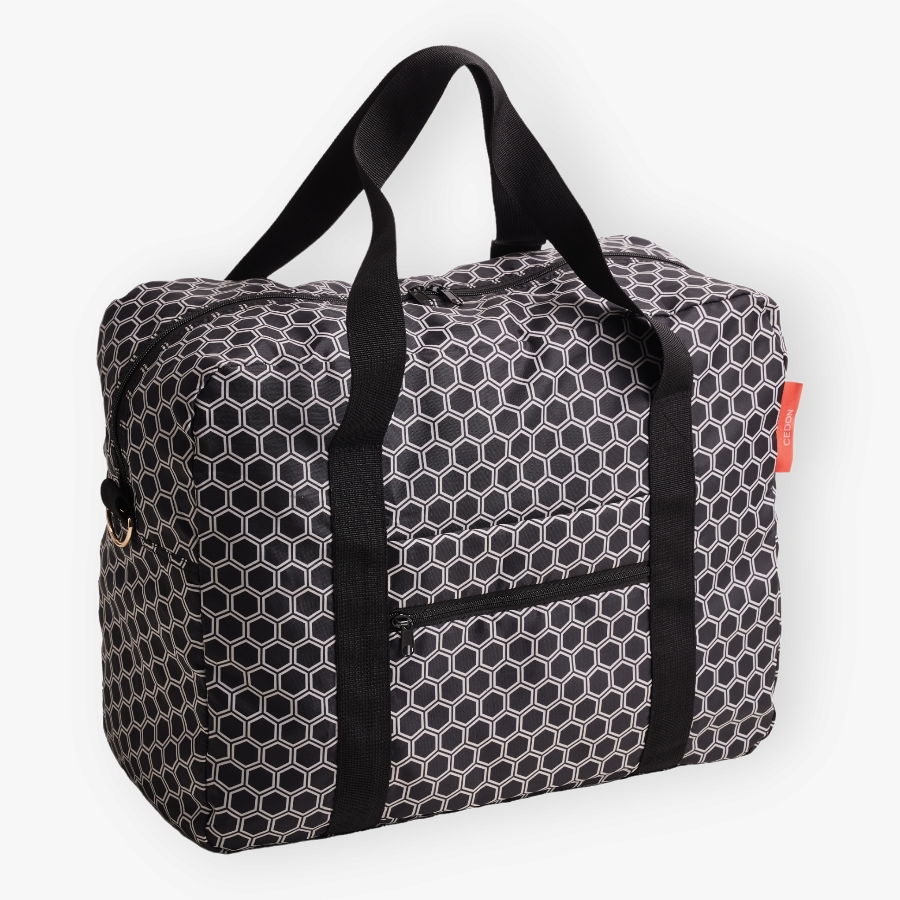 CEDON Easy Travel Bag Hexagon - Faltbare Reisetasche in Schwarze Hexagon Muster CEDON Easy Travel Bag Hexagon - Faltbare Reisetasche in Schwarze Hexagon Muster