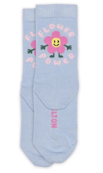 Melton Flower Power Socks in Hellblau & Pink - Blume Melton Flower Power Socks in Hellblau & Pink - Blume