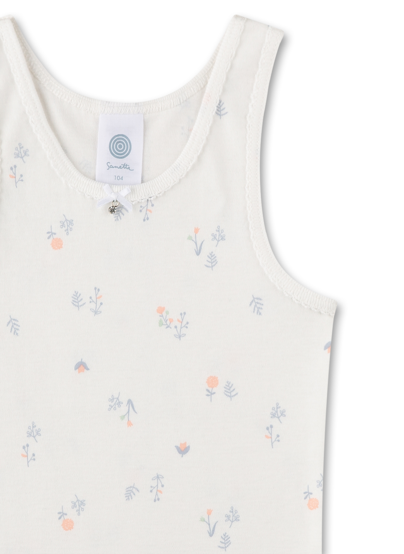 Sanetta Mädchen Unterhemd in Creme mit Feinen Blumen Muster Sanetta Mädchen Unterhemd in Creme mit Feinen Blumen Muster