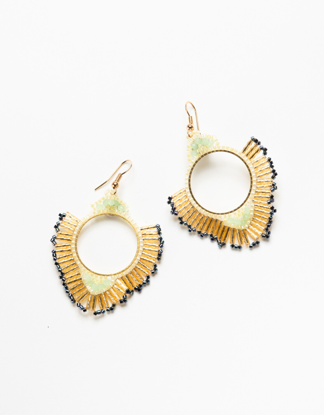 Lumisha Ohrringe - Perlen Design in Gold Blau & Mint