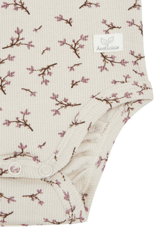 Hust & Claire Langarm Wickelbody in Creme mit Blumen - SALE