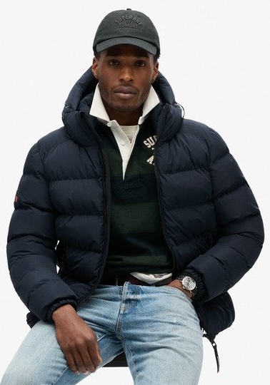 Superdry Herren Sportpufferjacke mit Kapuze in Marineblau Superdry Herren Sportpufferjacke mit Kapuze in Marineblau