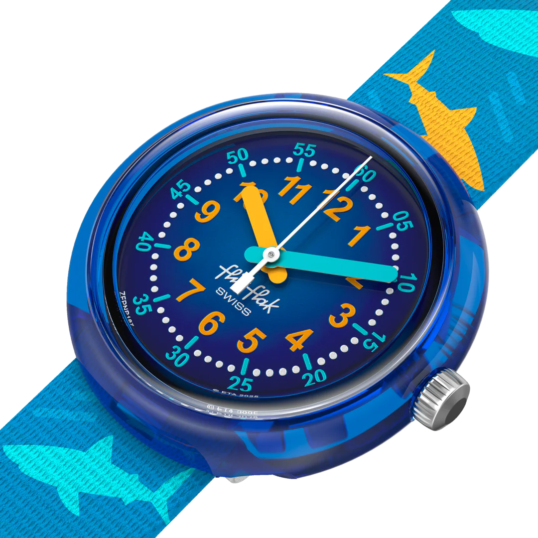 Flik Flak Kinderuhr - Haifische in Blau & Orange - Shark Gang