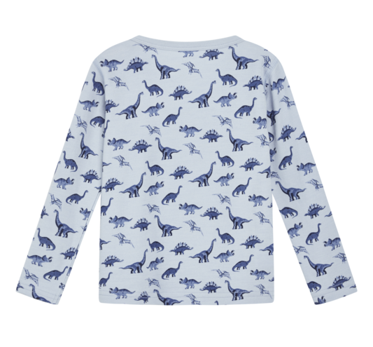 Hust & Claire Abba Wolle Bambus Langarm Unterwäsche Pyjama Oberteil in Blau - Dinosaurier