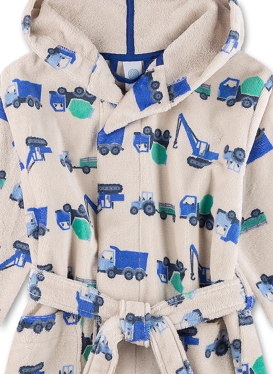 Sanetta Bademantel Frottee Baumwolle Blau & Grün Traktoren & Lastwagen 