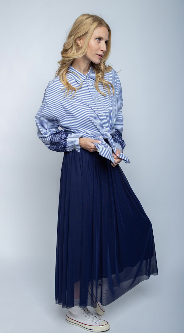 Emily van den Bergh Navy Mesh Rock Maxi Tüllrock