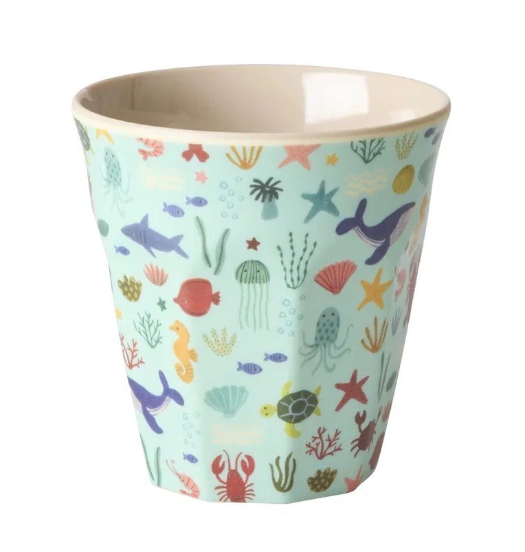 RICE Kleine Kinderbecher - Blau - Ocean Print Small - 160 ml RICE Kleine Kinderbecher - Blau - Ocean Print Small - 160 ml