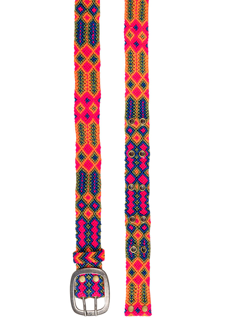 Smitten Perugürtel Geknotet Adriana Festival - Blau mit Neon Pink & Orange Smitten Perugürtel Geknotet Adriana Festival - Blau mit Neon Pink & Orange