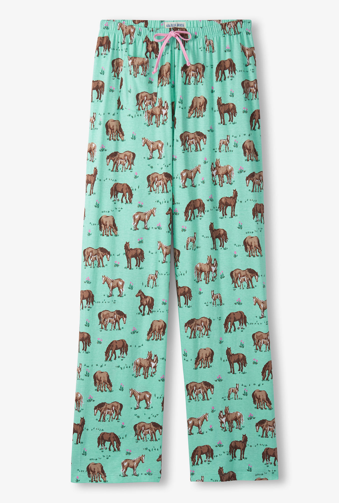Little Blue House Damen Pyjama Hose in Grün - Western Horses - Pferde Little Blue House Damen Pyjama Hose in Grün - Western Horses - Pferde