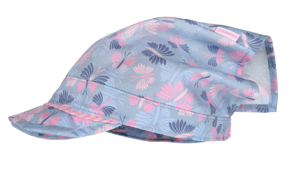 Maximo Mädchen Kopftuch mit Schild & UV 50 Blau mit Rosa Schmetterlinge
