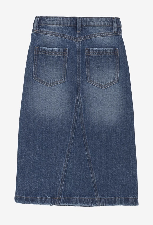 Creamie Langer Jeansrock in Denim Blau