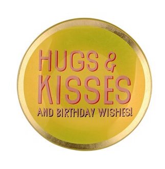 GIFTcompany Glasteller Rund - Hugs & Kisses & Birthday Wishes