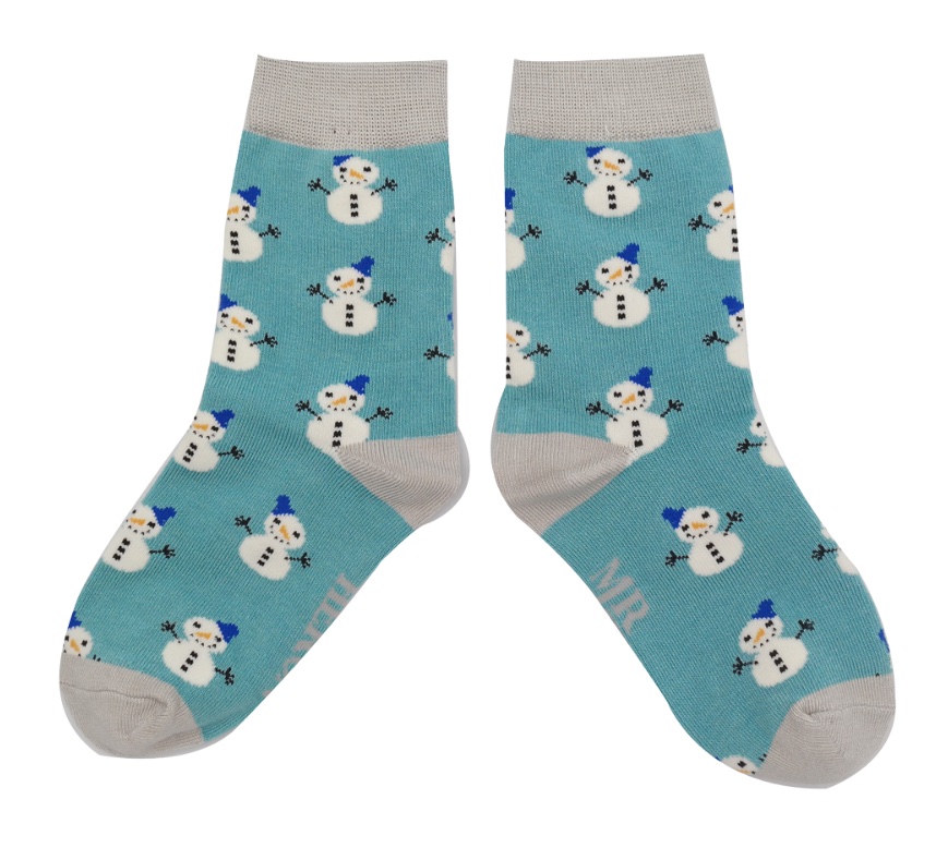 Miss Sparrow Bambus Kindersocken in Blau - Snowmen - Schneemann Miss Sparrow Bambus Kindersocken in Blau - Snowmen - Schneemann