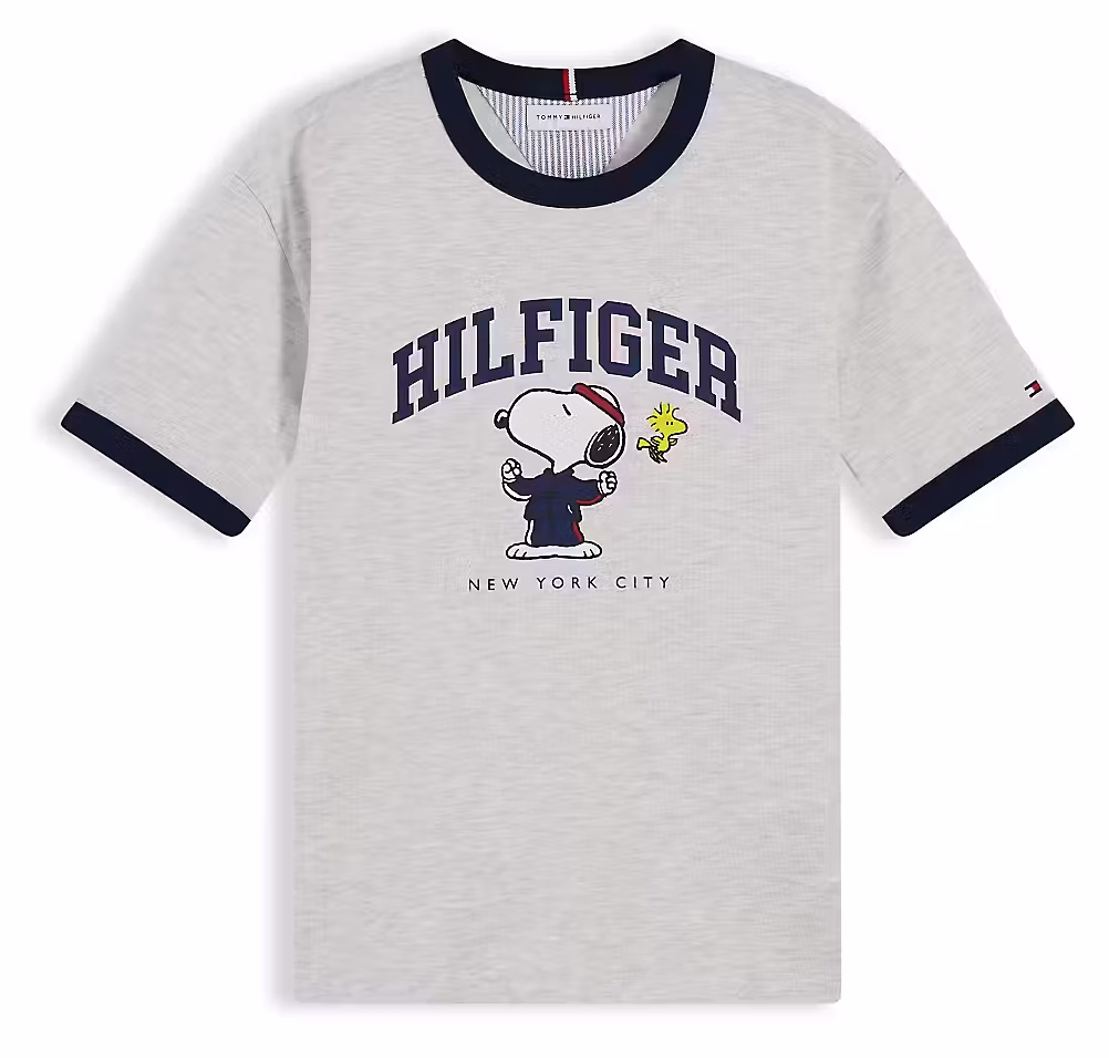 Tommy Hilfiger Peanuts Unisex Kurzarm Ringer T-Shirt - Snoopy