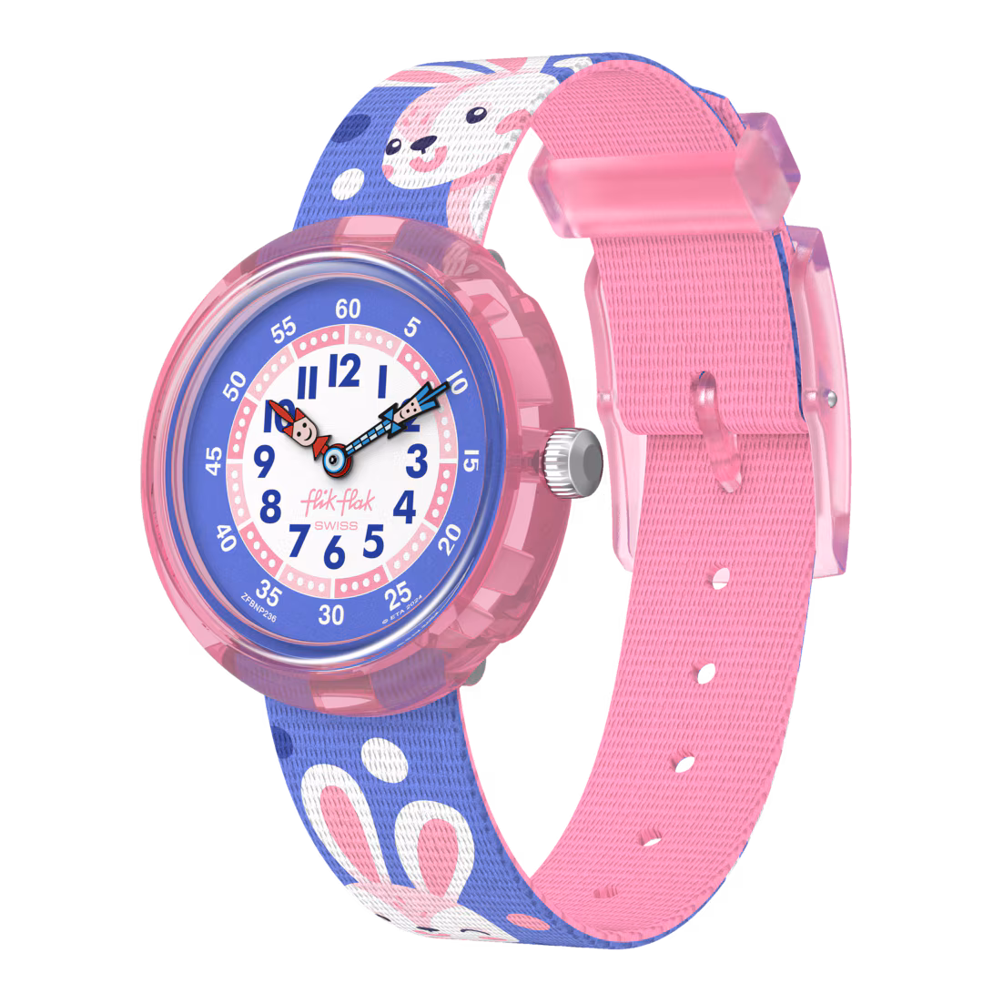 Flik Flak Uhr Kinderuhr in Lila PEEK-A-BUNNY - Hase