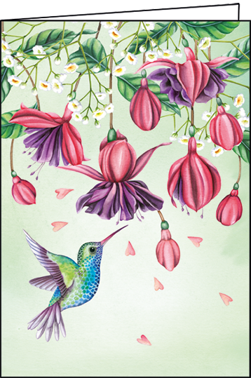 1-8097 Edition Gollong Grußkarte Zum Geburtstag Liebe Wünsch - Kolibri & Blumen