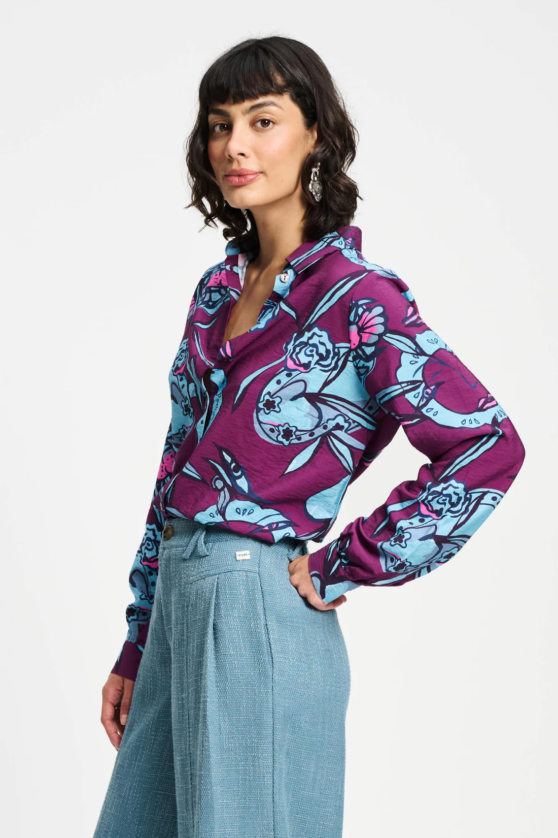 POM Amsterdam Bluse Mila Mystic Dinner in Plum Pink & Dusty Blau POM Amsterdam Bluse Mila Mystic Dinner in Plum Pink & Dusty Blau