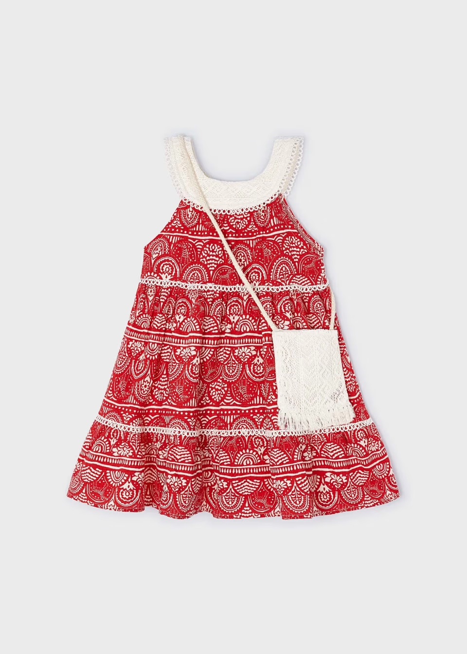 guipure-kleid-mit-handtasche-madchen-grenadine-XL-4 Mayoral Kleid Guipure mit Handtasche in Rot