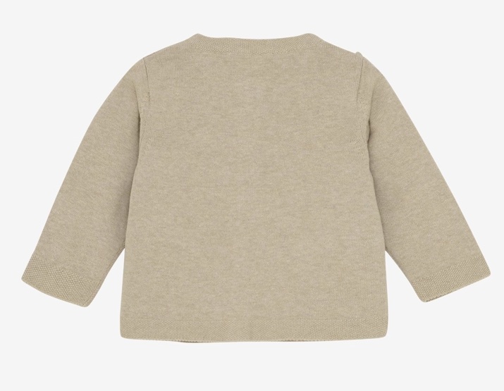 Minymo Strickcardigan in Beige Melange mit Stickerei Blümchen