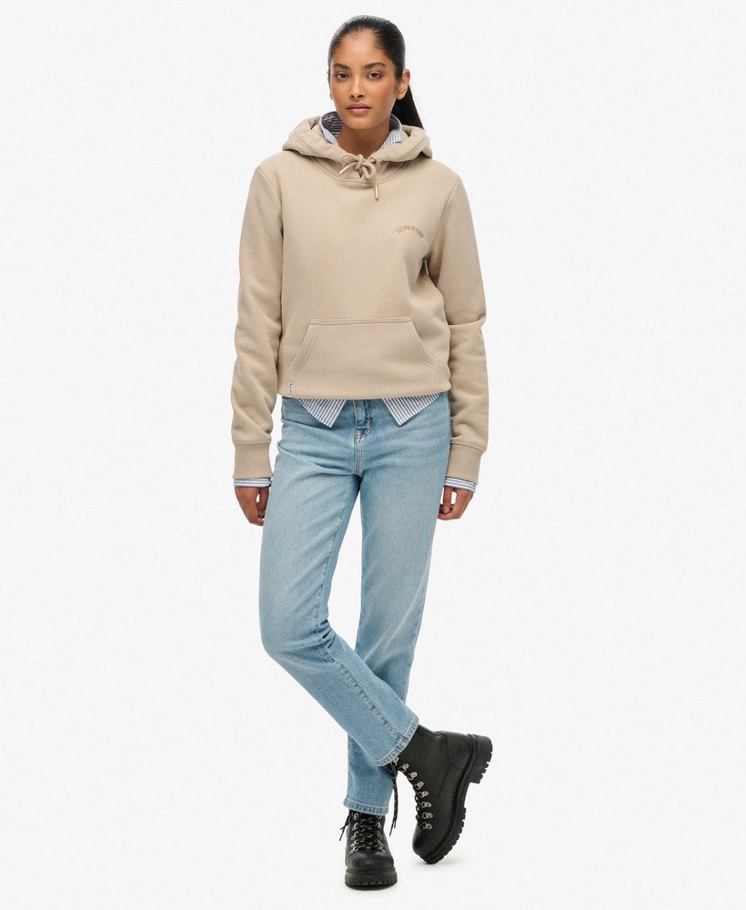Superdry Country Essential Logo Embroidered Hoodie in Cobblestone Grey Beige Superdry Country Essential Logo Embroidered Hoodie in Cobblestone Grey Beige