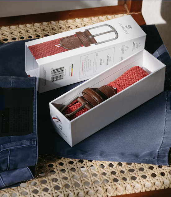 La Boucle Lausanne MONO Pompeian Red - Stretch Gürtel Rot