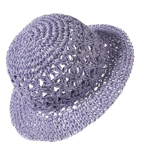 Sterntaler Strohhut mit eingehäkeltem Blumenmuster in lila