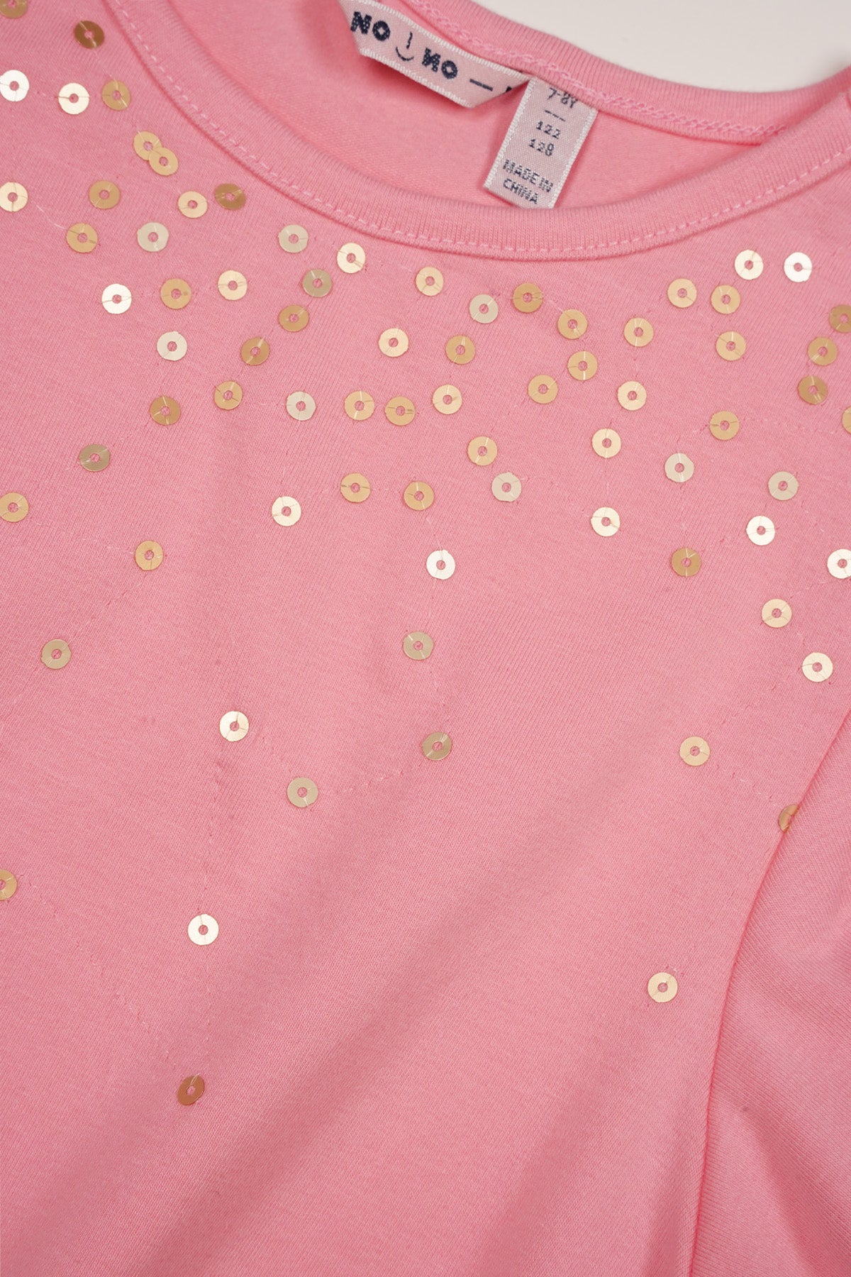 NONO Kurzarm T-Shirt in Coral mit Gold Pailletten - SALE