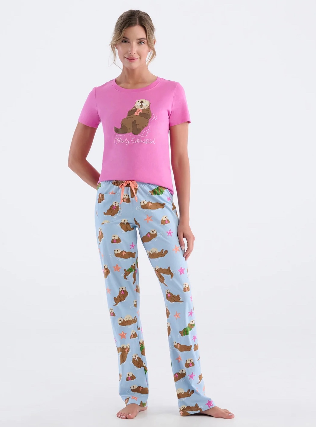 Little Blue House Damen Pyjama Hose Happy Otters - Otter
