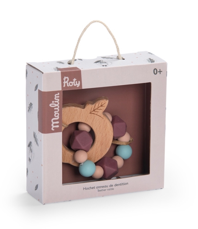 Moulin Roty Beißring aus Holz & Silikon - Après la Pluie - Apfel