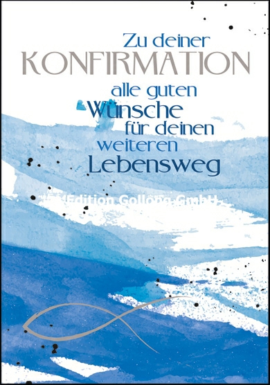 1-6301 Edition Gollong Grußkarte - zur Konfirmation in blau - Fisch